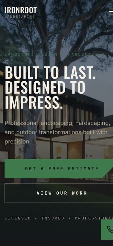 IronRoot Landscaping mobile website design