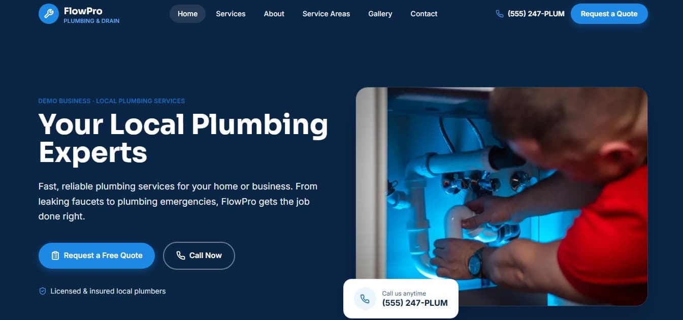 FlowPro Plumbing & Drain — Plumbing website design
