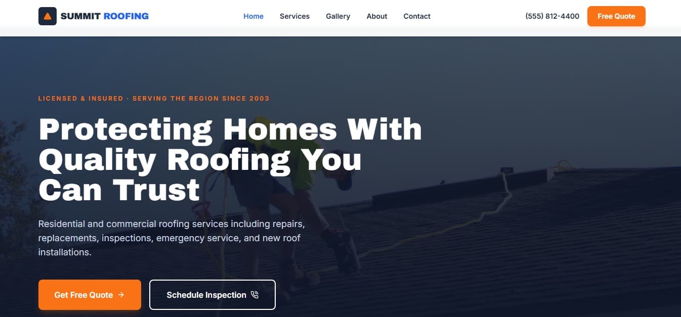Summit Roofing — Roofing & Exterior website design