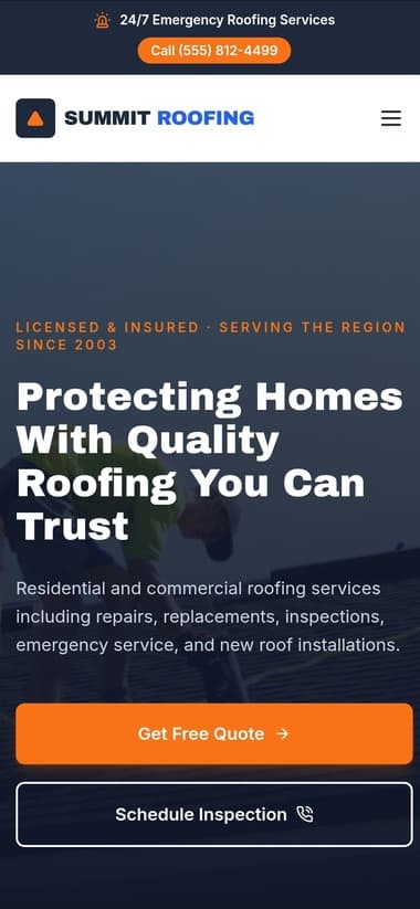 Summit Roofing mobile website design
